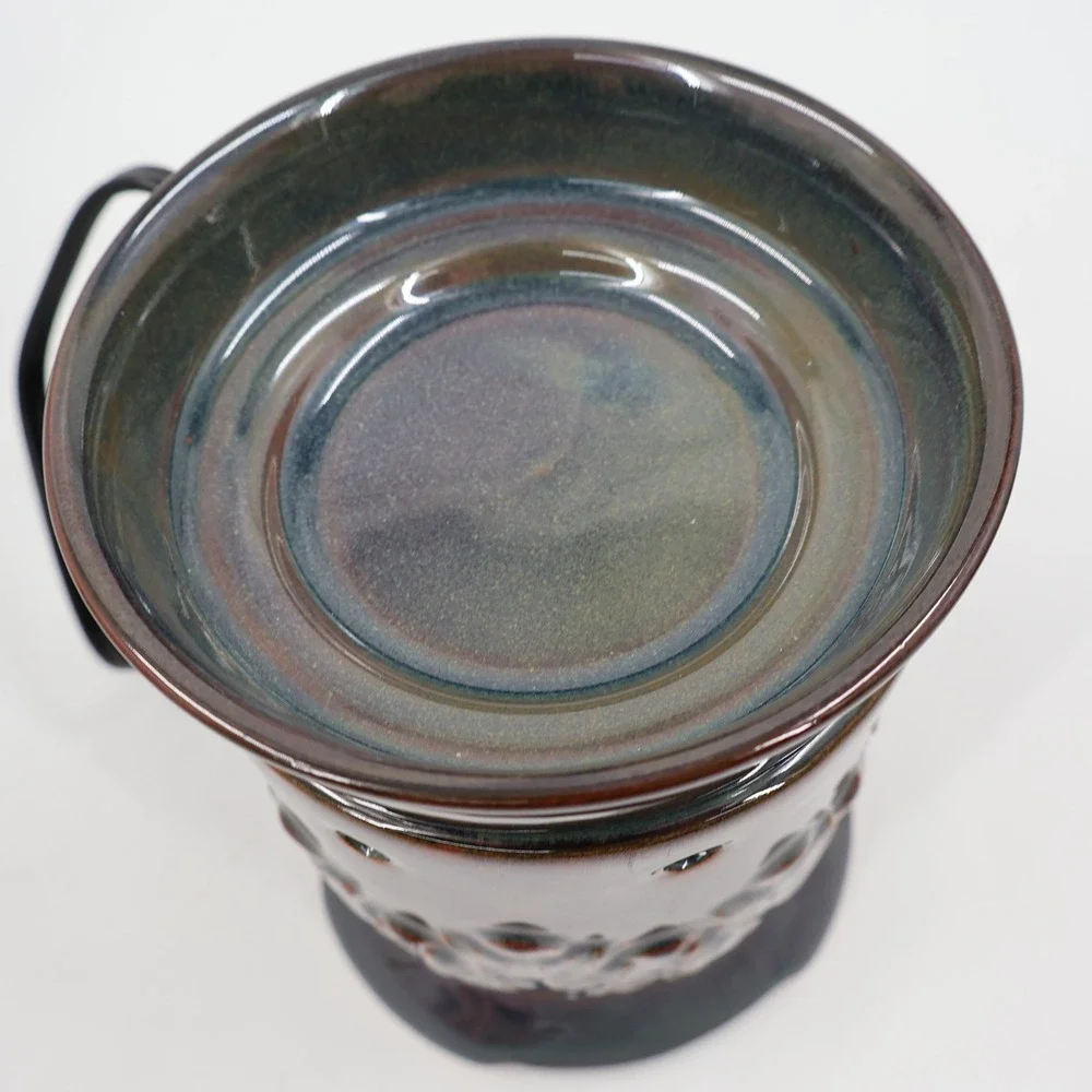 Scentsy Corinth Wax Warmer Full Size Charcoal Bronze Embossed Leaf NIB‎